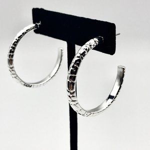 Ralph Lauren Textured Large Silver Hoop Earrings